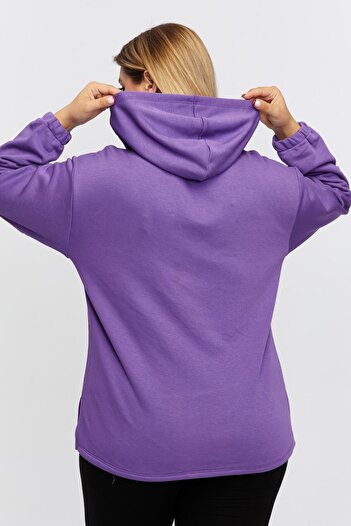Seamoda Plus Size Hoodie Slit Comfort Comfortable Soft Sweat-Purple