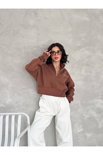 Noa Noa Do Not Overthink Written 3 Thread Half Zip Sweatshirt