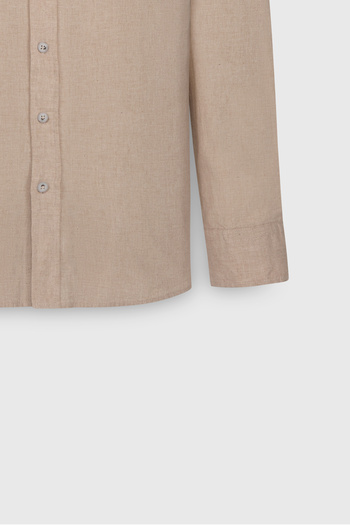 ALTINYILDIZ CLASSICS Ανδρικό πουκάμισο Oxford 100% βαμβακερό γιακά με κουμπιά σε μπεζ λεπτή εφαρμογή