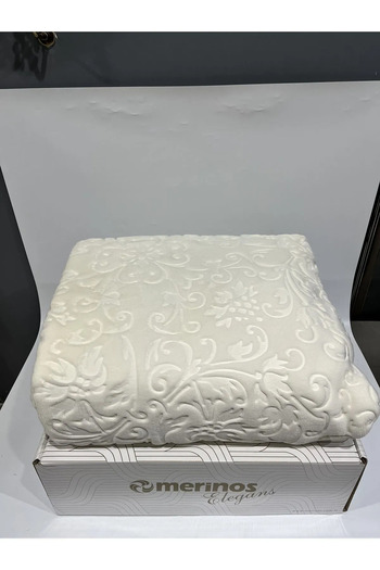 BEYAZTOPTAN Merinos Elegance Single Person Blanket Bone-Cream