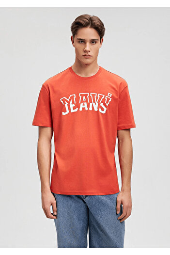 Mavi Jeans Printed Orange T-Shirt Loose Fit / Loose Relaxed Fit 0612008 -85124