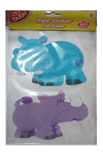 Bubu 3D Animals Patterned Felt Sticker - Lot of 2 Large Elephants