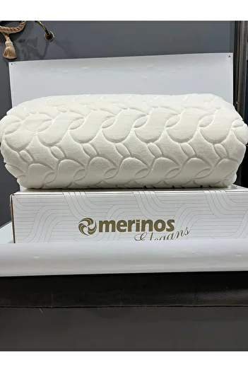 BEYAZTOPTAN Merinos Elegance - Double Blanket, Bone-Cream