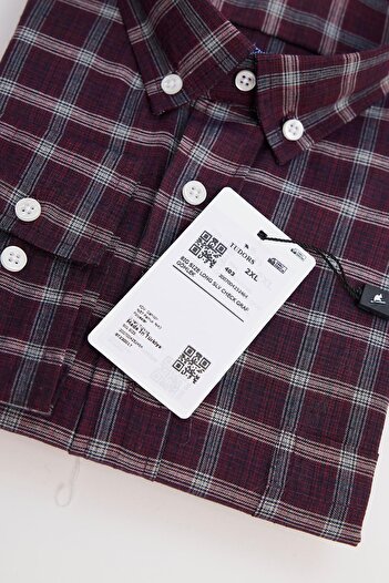 Tudors Plus Size Long Sleeve Plaid Ribbed Collar Buttoned Men's Shirt