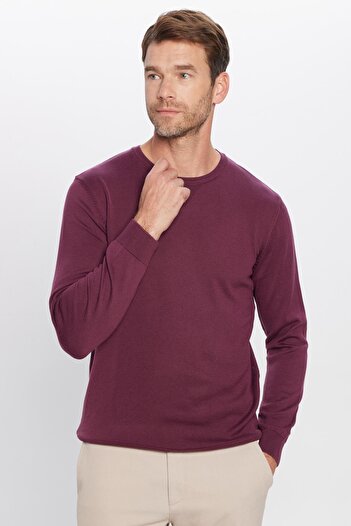 Tudors Men's Standard Fit Regular Cut Crew Neck Claret Red Knitwear Sweater