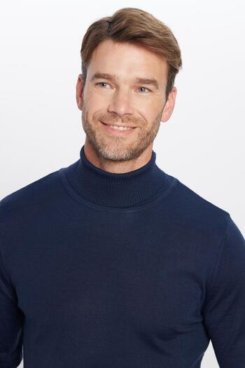 Tudors Men's Slim Fit Narrow Cut Full Turtle Collar Plain Wool Sweater