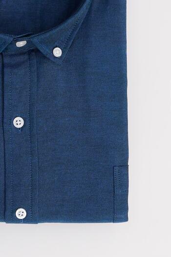 Tudors Men's Big Size Large Size Cotton Easy Ironing Navy Blue Button Lapel Shirt