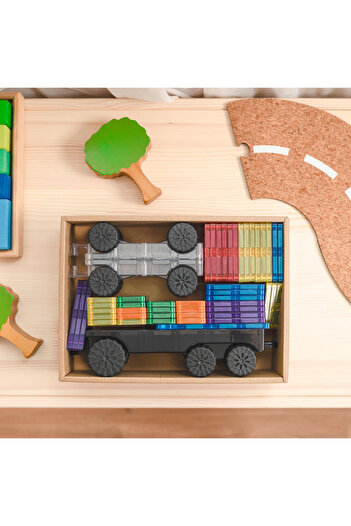 Connetix Magnetic Tiles Set constructie magnetic, 50 piese masinute