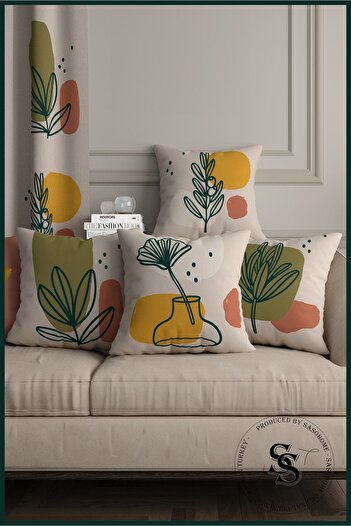 SasoHome Imaginary Surreal Flowers 4-Piece Digital Printed Velvet Throw Pillow Cover