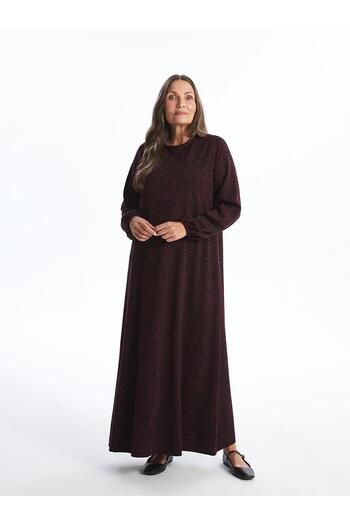 LC Waikiki Lcw Grace Jacquard Crew Neck Print Women's Dress