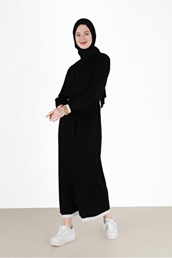 Alvina Self Patterned Waist Drawstring Knitwear Dress 42118