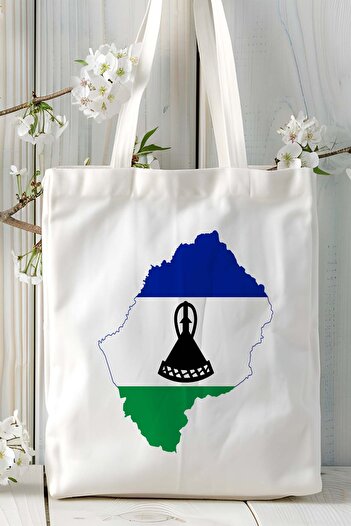 ART HEDİYE Lesotho Flag Printed Cloth Bag Shoulder Bag Model