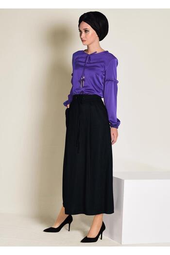 TRENDTESETTÜR Women's Purple Lace-up Collar Blouse 4321