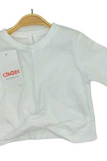 Çikoby Kız Bebek Pamuklu İnce Uzun Kollu Crop Bluz