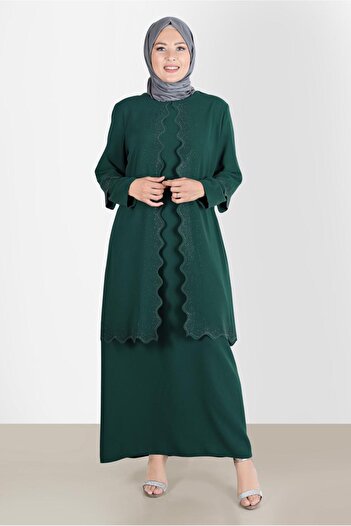 Alvina Crepe Dress - Stone Detailed, Model 20244