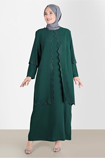 Alvina Crepe Dress - Stone Detailed, Model 20244