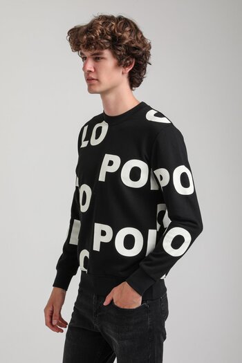 NEW WORLD POLO Crew Neck Black Slim Fit Sweatshirt 23Fwm60169