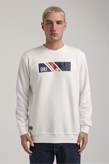 NEW WORLD POLO Crew Neck Ecru Slim Fit Sweatshirt 24Fwm60184