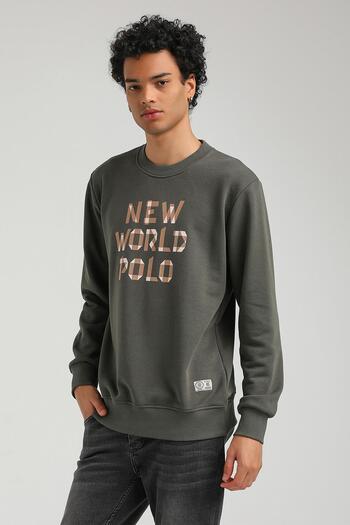 NEW WORLD POLO Crew Neck Khaki Slim Fit Sweatshirt 23FWM60161