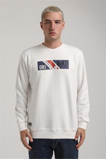 NEW WORLD POLO Crew Neck Ecru Slim Fit Sweatshirt 24Fwm60184