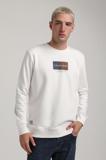 NEW WORLD POLO Crew Neck Ecru Slim Fit Sweatshirt 24Fwm60182