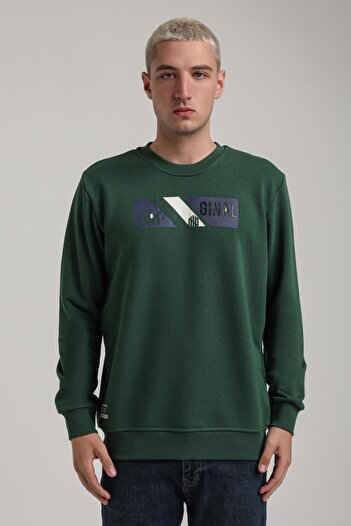 NEW WORLD POLO Crew Neck Green Slim Fit Sweatshirt 24Fwm60184