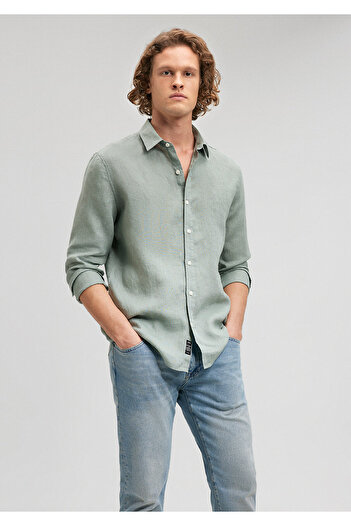 Mavi Green Linen Slim Fit Shirt -021190-70120
