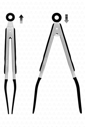 valletta Clavis Metal Handle Smart Silicone Tongs with Lock System Black