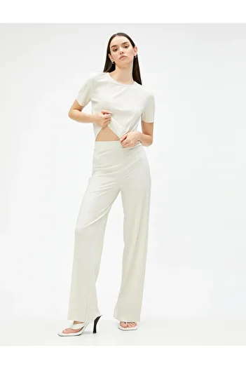 Koton Pleated Trousers High Waist Elastic Waist