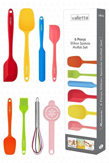 valletta Drongo Heat Resistant Fireproof Non-Stick Silicone Spatula Set 8 Pieces Mixed Color