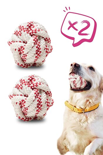 Proud Wave Dog Toy 2 Pieces Dog Ball Training Ball Stress Rope Ball 9 cm Large