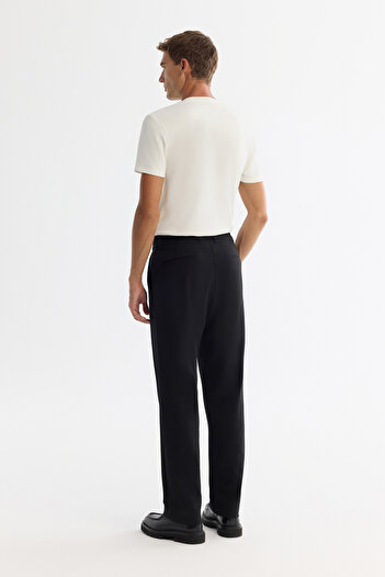 Avva Erkek Siyah Klasik Bel Pliseli Elastan Baggy Fit Pantolon A42Y3064