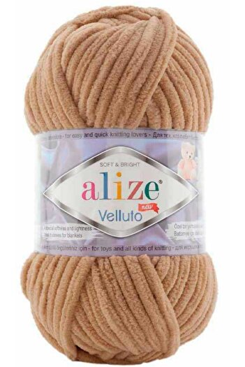 Alize 199 Camel Velluto Velvet - 100Gr 68m Slippers Home Boots Booties Lanyard
