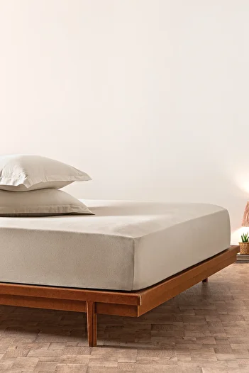 Puffy Beige Color Feel Combed Cotton Elastic Sheet
