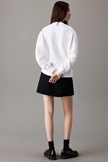 Calvin Klein Kadın TEXTURED Monologo Sweatshirt - Beyaz