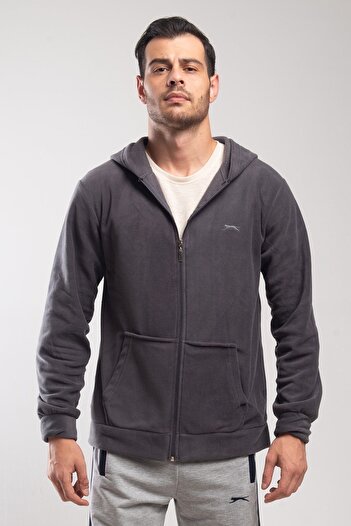 Slazenger Men's Softshell Jacket with Fleece Pocket Zipper Dark Gray