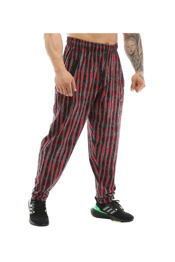 Big Sam Men's Red Mixed Pattern Summer Sweatpants Baggy Cut 1208