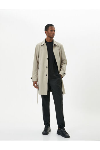 Koton Belted and Buttoned Trench Coat - Pocket Detailed