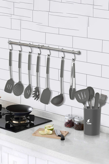 valletta Guojin Gray Kitchen Set - 26 Pieces Stainless Steel and Silicone Spatula