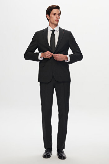 D'S Damat Ds Damat Slim Fit Anthracite Wool Travel Suit