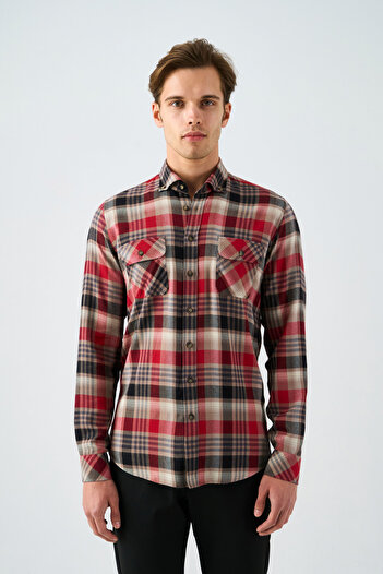 Paşahan Buttoned Collar Comfirt Fit Lumberjack Men's Shirt