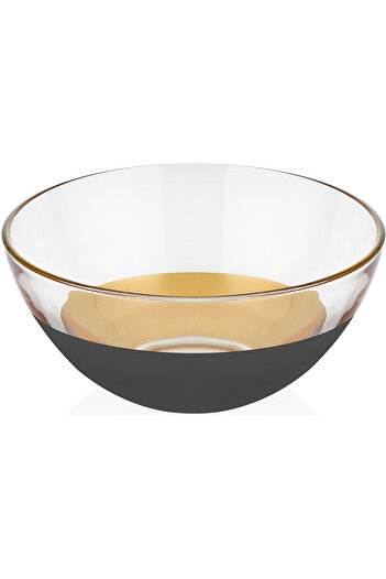 Decorium Vision Black Black Gilded 24 Carat Gold - 23.5 cm Glass Bowl 9- 01070010