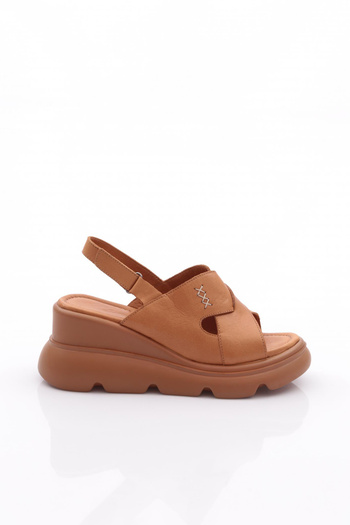 DGN Women's Thick Sole Sandals Tan Genuine Leather 9612187635108