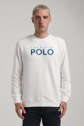 NEW WORLD POLO Crew Neck Ecru Slim Fit Sweatshirt 24Fwm60186