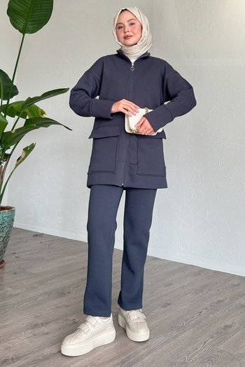 InStyle Anthracite Two Pocket Zipper Suit Set