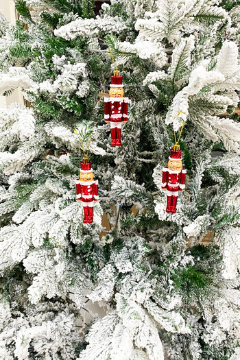 Yusuf Dirik YD Party Supplies New Year's Glitter Lead Soldier - 3 Pieces 13 cm Nutcracker Tree Ornament