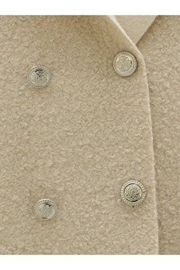 Modamorfo Beige Boucle Vest with Buttons and Double Pockets