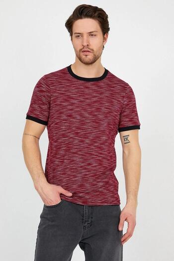Figo Men's Honeycomb Print Crew Neck t Shirt