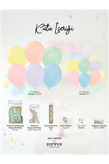 partince Pastel Rainbow Happy Birthday Birthday Balloon Chain Kit