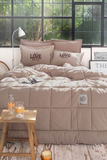 Karaca Home Beige Colored Single Cotton Comfort Set - Motto